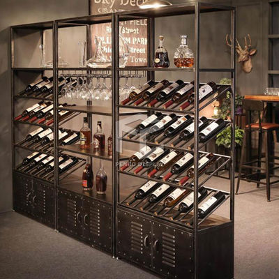 Electroplate Stainless Steel Wine Display Cabinet OEM Metal Wine Racks Free Standing