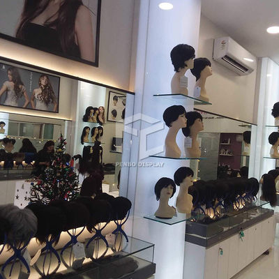 10mm Tempered Glass Wig Display Case OEM With Store Interior Design